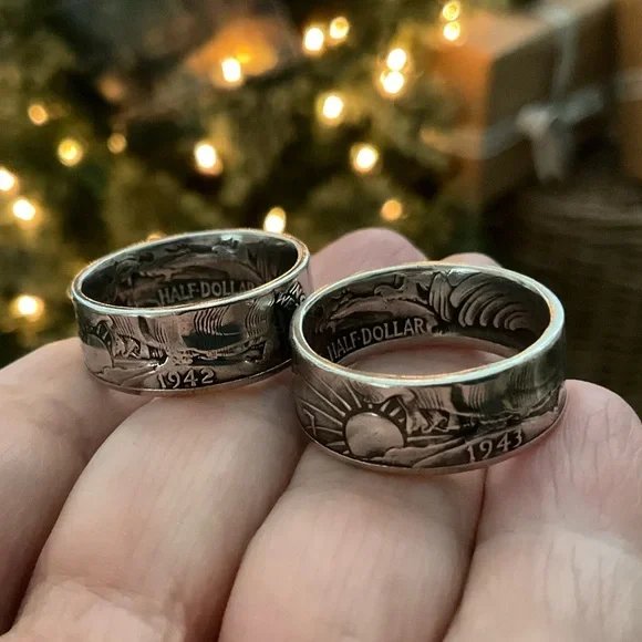Silver 90% Coin Rings Bundle 2x Continental Silver